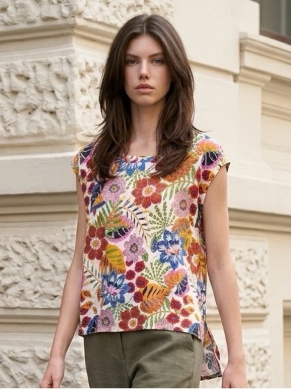 C&C California Floral Linen Top - M